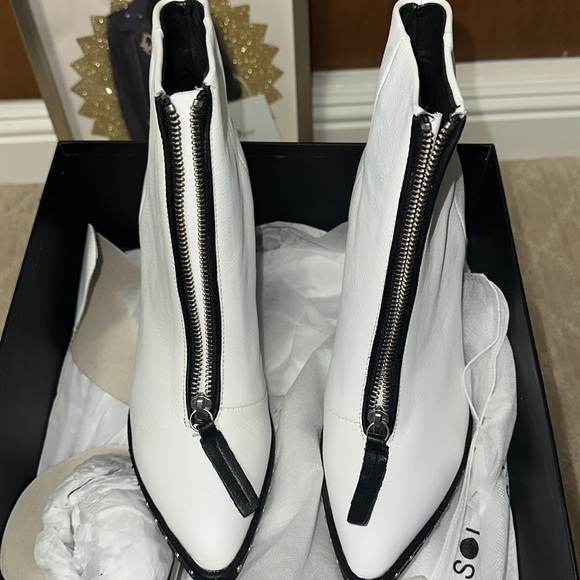 Sol Sana Shoes - Sol Sana White Studded Boots with Black Block Heel - NIB
